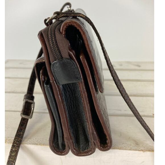 BRIGHTON SMALL BROWN ANIMAL PRINT CROSSBODY BAG WITH POCKETS - Picture 5 of 16